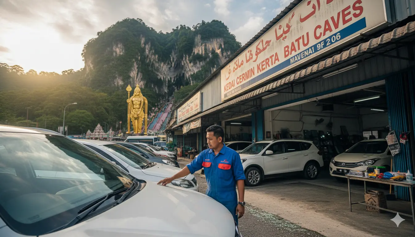kedai cermin kereta batu caves